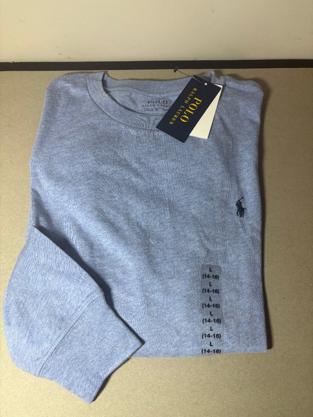 Polo Ralph Lauren Boys Heather Blue Long-Sleeve T-Shirt (NWT)